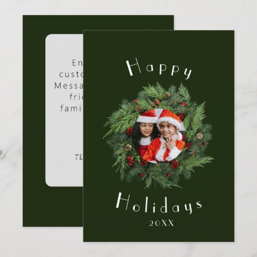 Rode Vakantie Kaart Sjabloon - Familie Kerst Kaart (Voorkant / Achterkant)