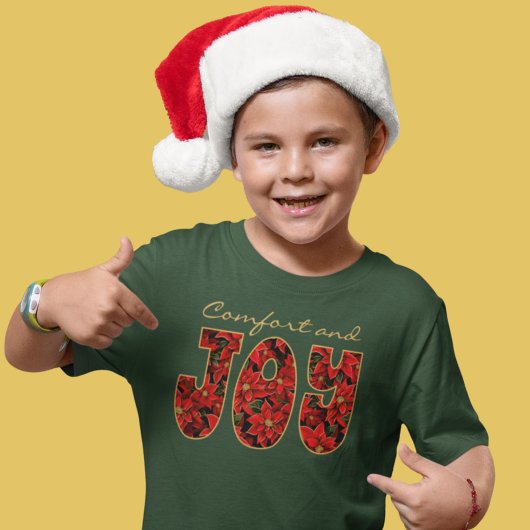 Rode Vakantie Kerstmis Poinsettia Comfort & Joy T-shirt