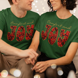 Rode Vakantie Kerstmis Poinsettia Comfort & Joy T-shirt
