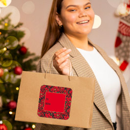 Rode Vakantie Kerstmis Poinsettia Gift Label