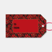 Rode Vakantie Kerstmis Poinsettia Patroon Cadeaulabel (Voorkant (Horizontaal))