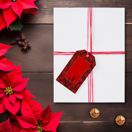Rode Vakantie Kerstmis Poinsettia Patroon Cadeaulabel