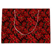 Rode Vakantie Kerstmis Poinsettia Patroon Groot Cadeauzakje (Voorkant)