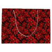Rode Vakantie Kerstmis Poinsettia Patroon Groot Cadeauzakje (Achterkant)