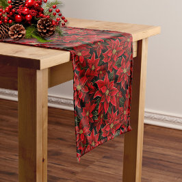 Rode Vakantie Kerstmis Poinsettia Patroon Medium Tafelloper