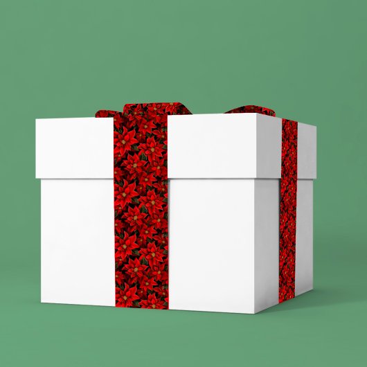 Rode Vakantie Kerstmis Poinsettia Patroon Satijnen Lint