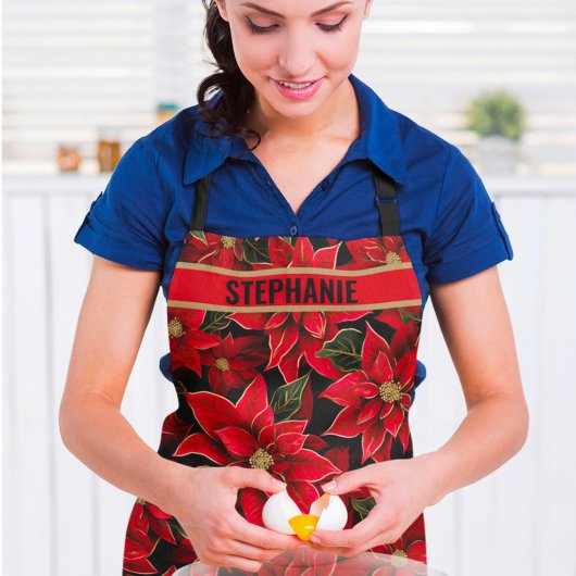 Rode Vakantie Kerstmis Poinsettia Patroon Schort