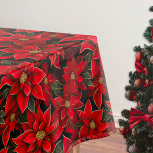 Rode Vakantie Kerstmis Poinsettia Patroon Tafelkleed