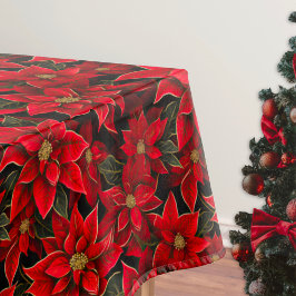 Rode Vakantie Kerstmis Poinsettia Patroon Tafelkleed