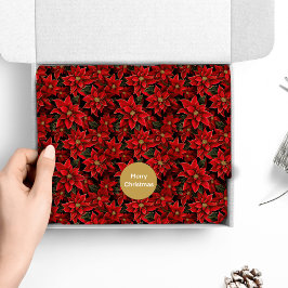 Rode Vakantie Kerstmis Poinsettia Patroon Tissuepapier
