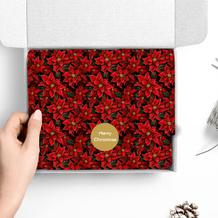Rode Vakantie Kerstmis Poinsettia Patroon Tissuepapier