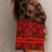 Rode Vakantie Kerstmis Poinsettia Patroon Tote Bag