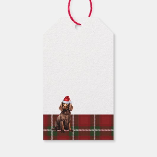 Rode Vakantie Plaid Boykin Spaniel Hond Kerstmis Cadeaulabel (Achterkant)
