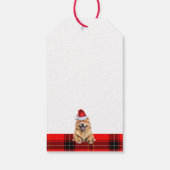 Rode Vakantie Plaid Chow Chow Santa Dog Kerstmis Cadeaulabel (Achterkant)