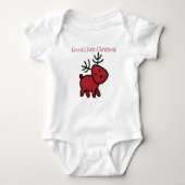 Rode Vakantie Rendier Illustratie Eerste Kerstmis Romper (Voorkant)