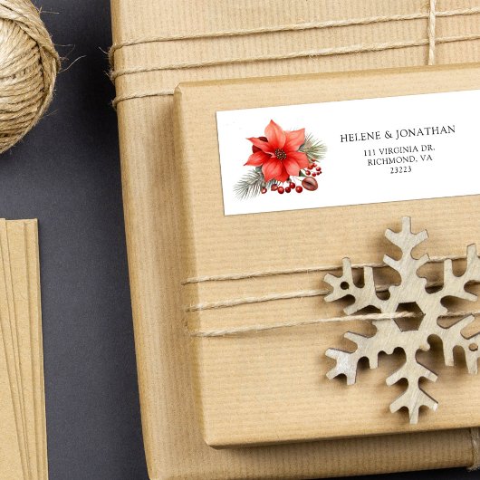 Rode vakantie Vrolijk Kerstmis retour adres Etiket