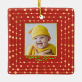 Rode vakantiefoto moderne vrolijkheid keramisch ornament (Voorkant)