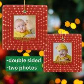 Rode vakantiefoto moderne vrolijkheid keramisch ornament