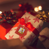 Rode vakantiefoto moderne vrolijkheid keramisch ornament