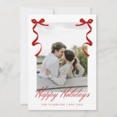 Rode vakantiehand getrokken grillige strikken feestdagenkaart (Voorkant)