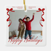 Rode vakantiehand getrokken grillige strikken keramisch ornament (Voorkant)