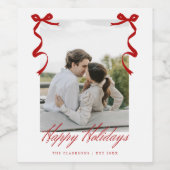 Rode vakantiehand getrokken grillige strikken wijn etiket (Enkel label)