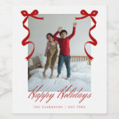 Rode vakantiehand getrokken grillige strikken wijn etiket (Enkel label)