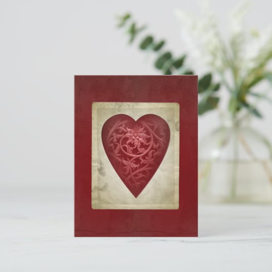  Rode Valentijn Bloemen Hart Briefkaart (Staand voorkant)