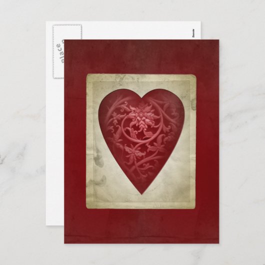  Rode Valentijn Bloemen Hart Briefkaart (Voorkant / Achterkant)