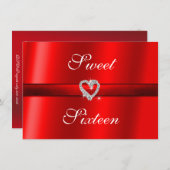 Rode Valentijn, bruiloft, liefdeszestien uitnodigi Kaart (Voorkant / Achterkant)