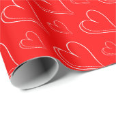 Rode Valentijn Chic Witte Delicate Hart Cadeaupapier (Rol Hoek)