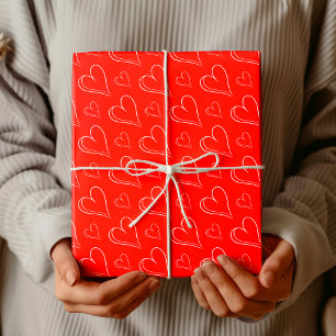Rode Valentijn Chic Witte Delicate Hart Cadeaupapier