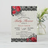 Rode Valentijn Floral Baby shower Kaart (Staand voorkant)