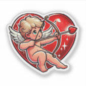 Rode Valentijn hart cupido Sticker (Voorkant)