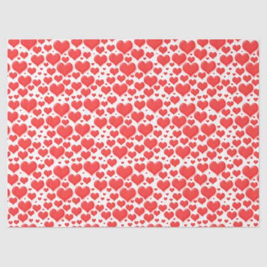 Rode Valentijn Harten Drijvend Patroon Tissuepapier (Voorkant)