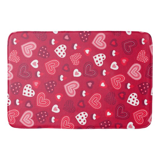 Rode Valentijn hartenpatroon Badmat (Voorkant)