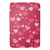 Rode Valentijn hartenpatroon Badmat (Voorkant Verticaal)