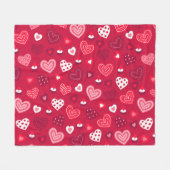 Rode Valentijn hartenpatroon Fleece Deken (Voorkant (Horizontaal))