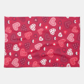 Rode Valentijn hartenpatroon Theedoek (Horizontaal)
