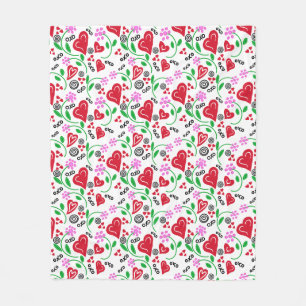 Rode Valentijn hoort roze bloemen Fleece Deken