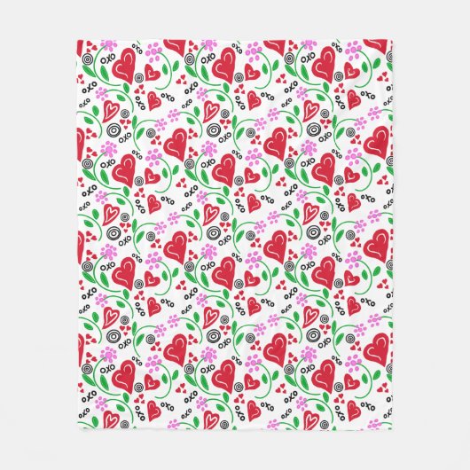 Rode Valentijn hoort roze bloemen Fleece Deken (Voorkant)