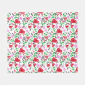 Rode Valentijn hoort roze bloemen Fleece Deken (Voorkant (Horizontaal))