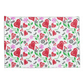 Rode Valentijn hoort roze bloemen Kussensloop (Achterkant-Rechts)