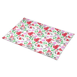 Rode Valentijn hoort roze bloemen Placemat