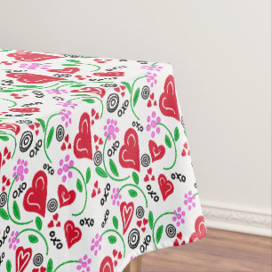 Rode Valentijn hoort roze bloemen tablet Tafelkleed