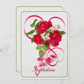 Rode Valentijn Rozen Lint & Hart Foto Kaart (Voorkant / Achterkant)
