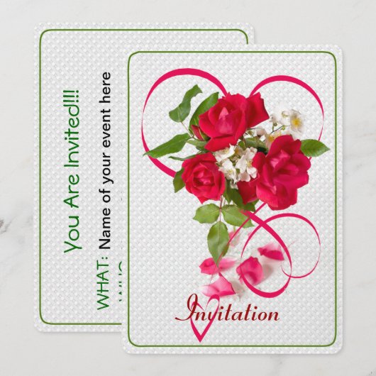 Rode Valentijn Rozen Lint & Hart Foto Kaart (Voorkant / Achterkant)