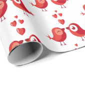 Rode Valentijnen vogels Cadeaupapier (Rol Hoek)