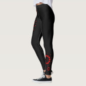 Rode Valentijns harten ontwerp op zwart Leggings (Links)