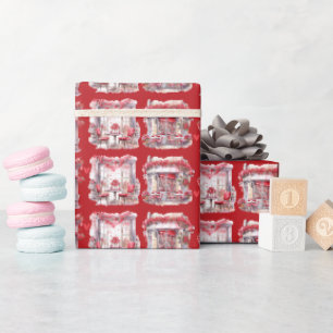 Rode Valentijnsdag Café Romantisch Cadeaupapier